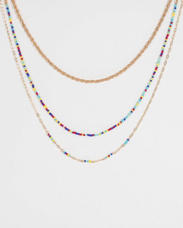 Multi Colour Multi Pack Twisted Chain And Beaded Necklaces