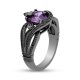 Enchanted Villains Ursula Oval Amethyst and Enhanced Black Crystal Ring in Titanium steel