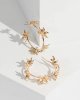 Gold Textured Floral Hoop Earrings