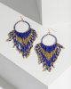 Blue Beaded Tassel Drop Earrings